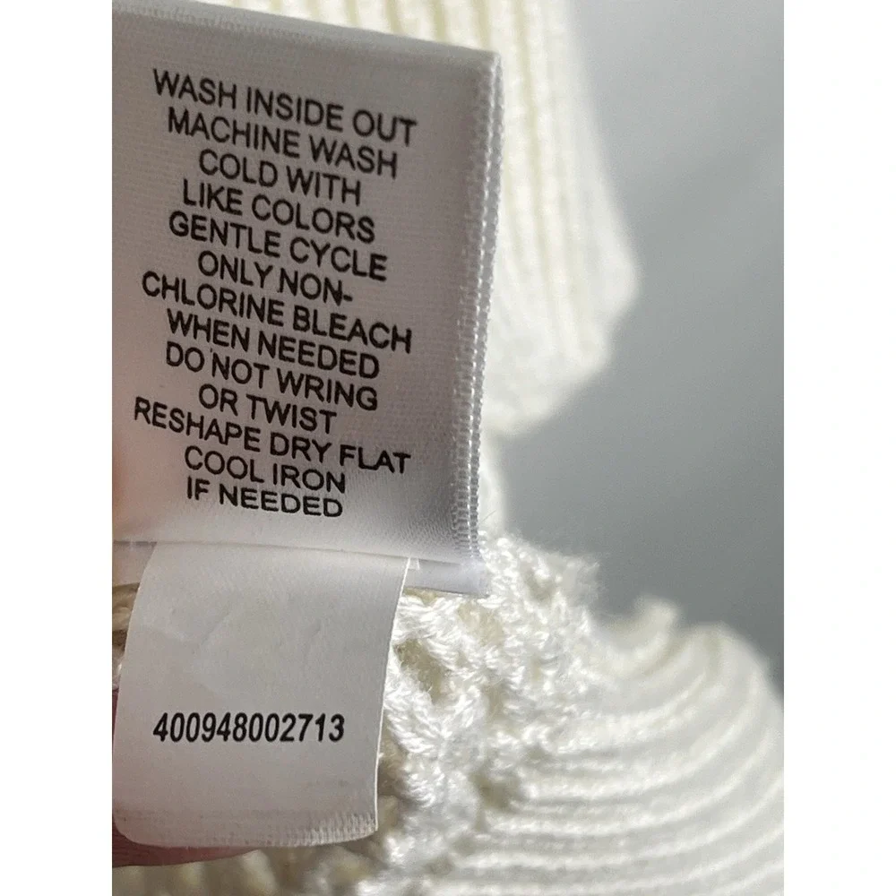 Apt 9 Open Knit Crochet Lace Detail Pullover Soft Light-Weight Sweater Ivory Med